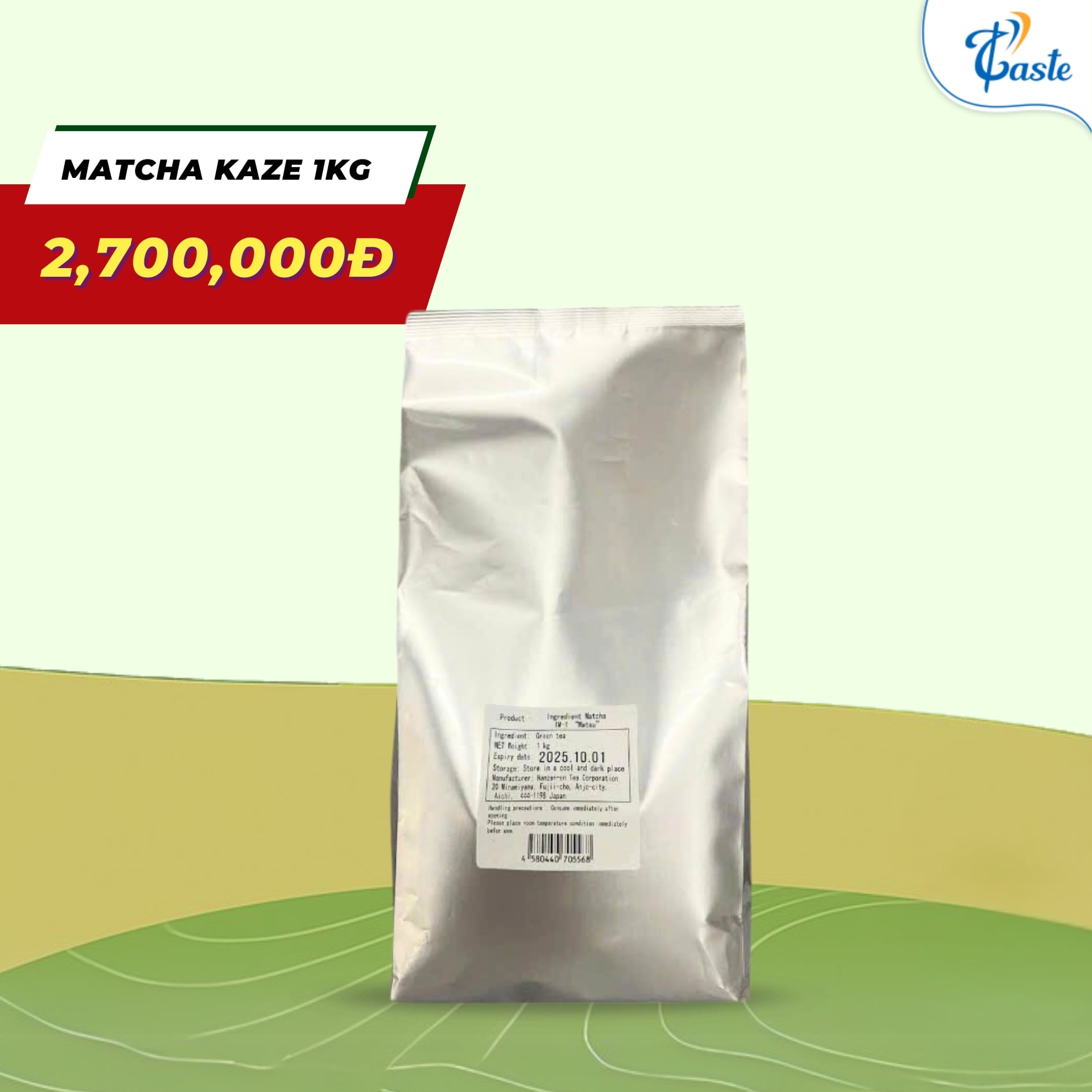 BỘT TRÀ XANH NGUYÊN CHẤT MATCHA KAZE NHẬT BẢN 1KG