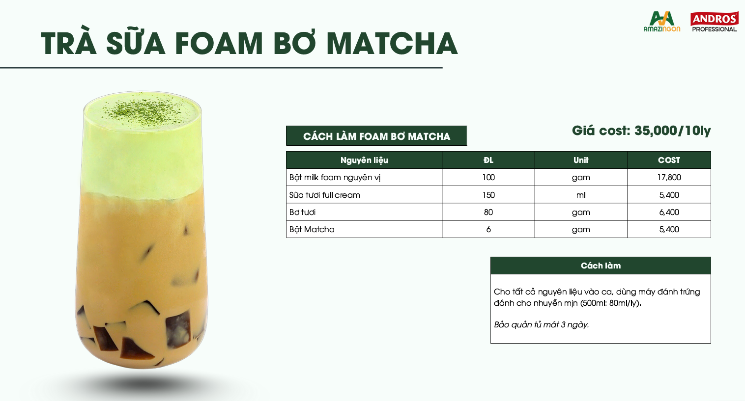 TRÀ SỮA FOAM BƠ MATCHA