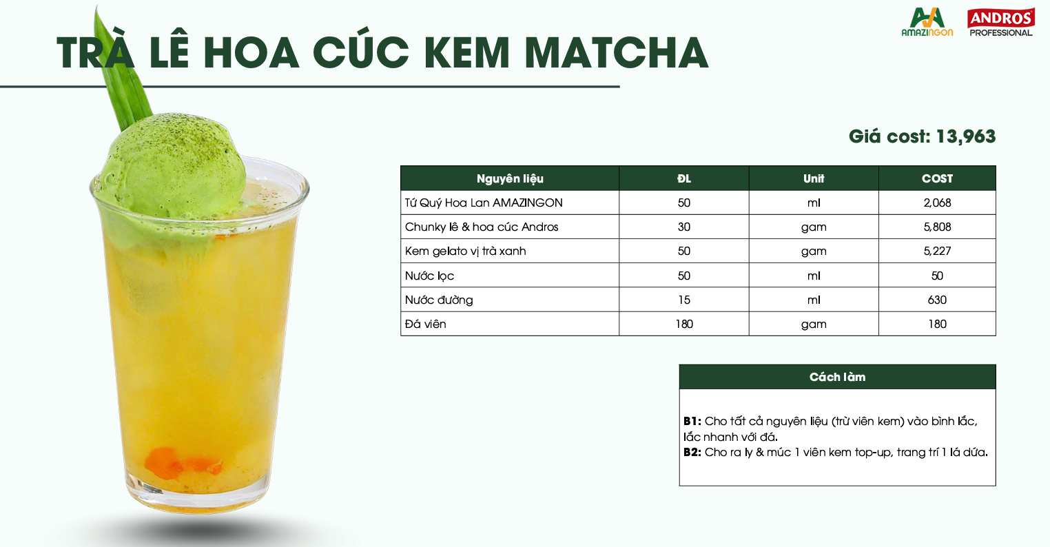 TRÀ LÊ HOA CÚC KEM MATCHA