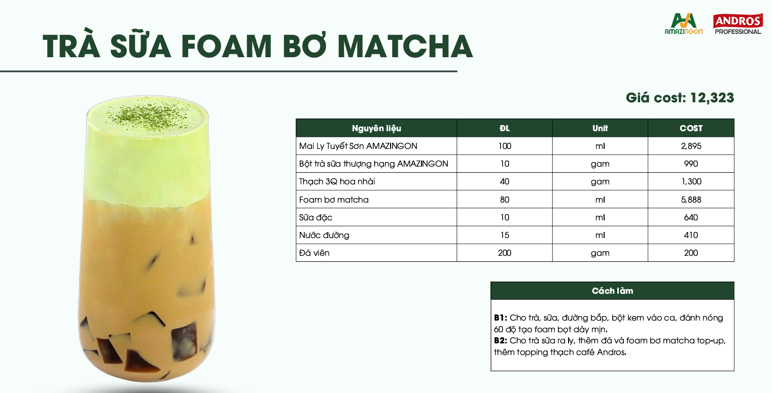 TRÀ SỮA FOAM BƠ MATCHA