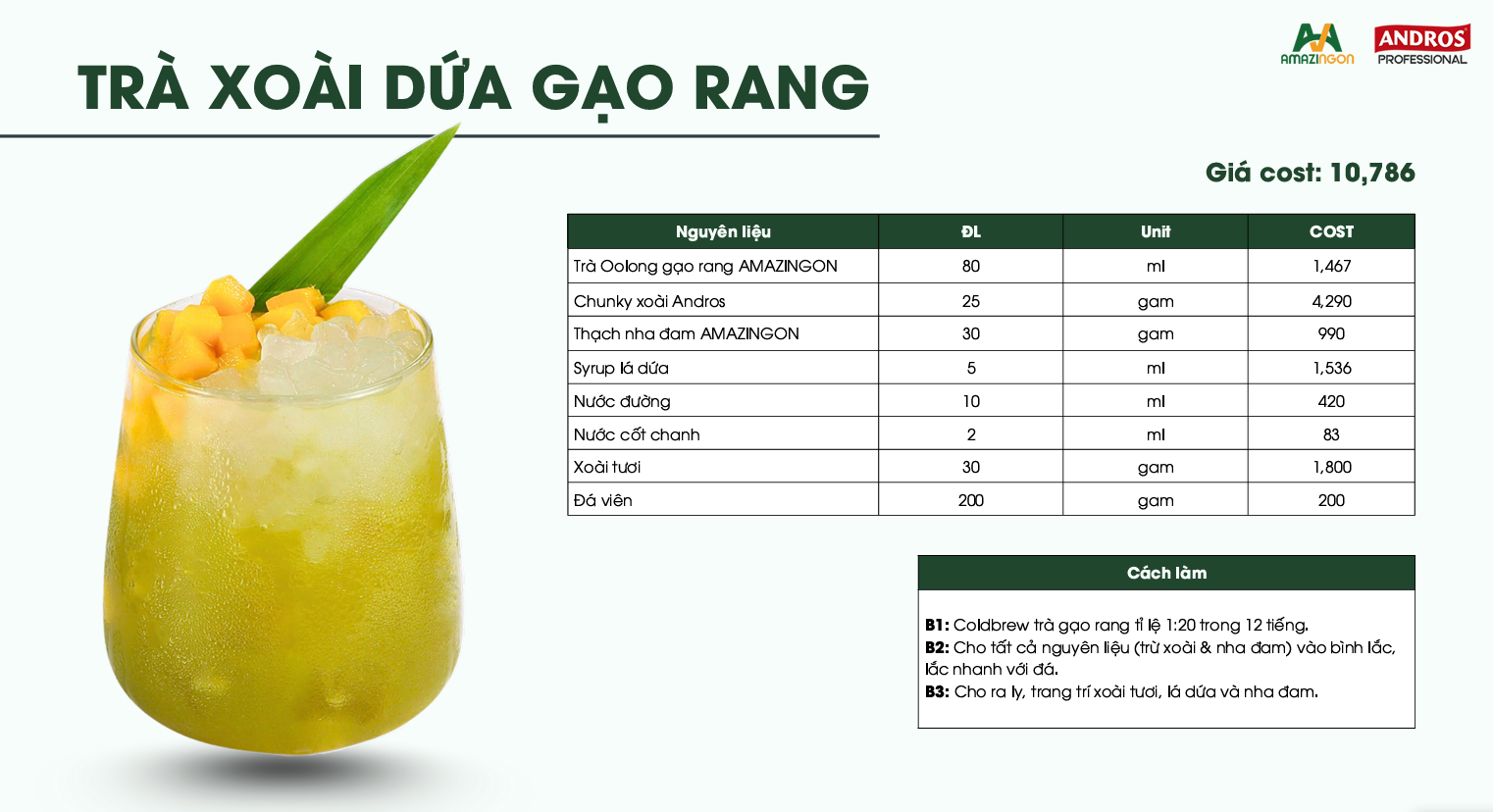 TRÀ XOÀI DỨA GẠO RANG