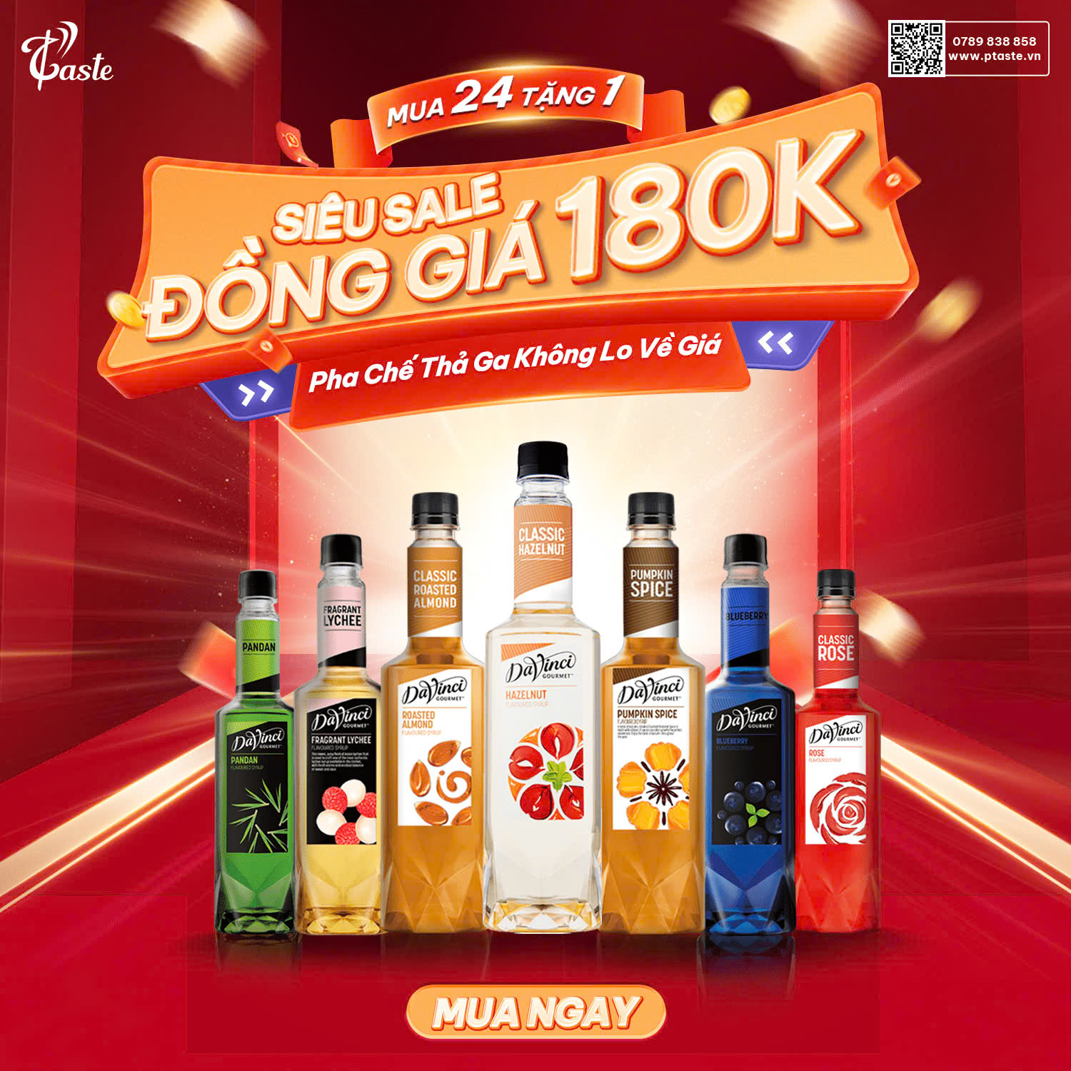 [Siêu Sale P-Taste] Đồng Giá Syrup Davinci Gourmet Chỉ Còn 180K - Mua 24 Tặng 1