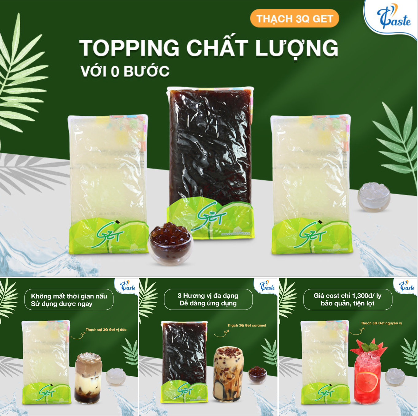 THẠCH SỢI TRÂN CHÂU 3Q VỊ DỪA - HIỆU GET