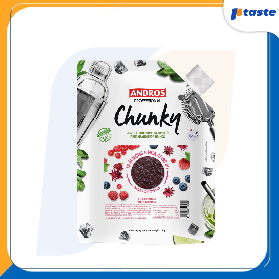 MỨT TRÁI MỌNG & ATISO ĐỎ ANDROS CHUNKY 1KG