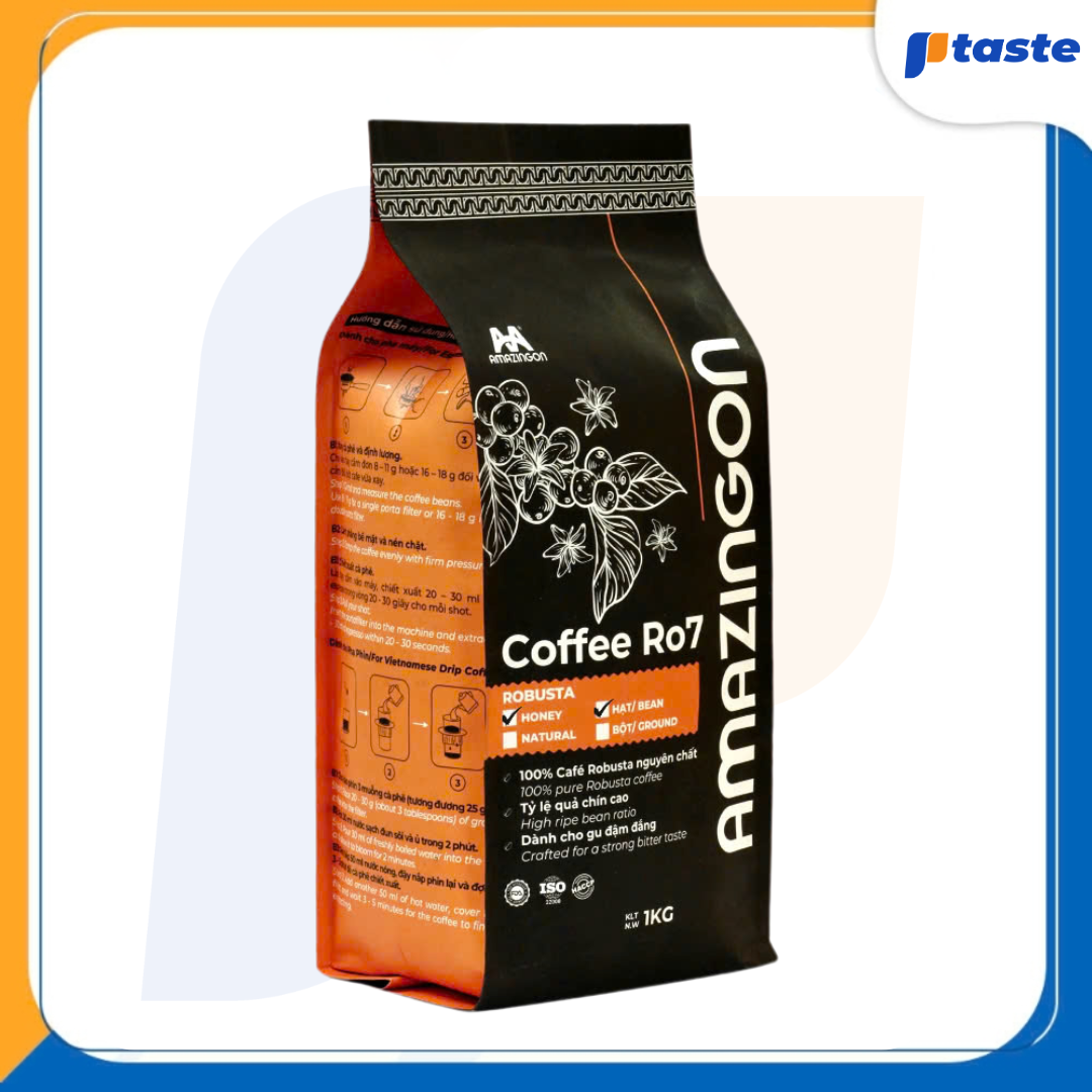 COFFEE RO7 ROBUSTA HONEY HẠT (CAFE HẠT AMAZINGON - 100% ROBUSTA)
