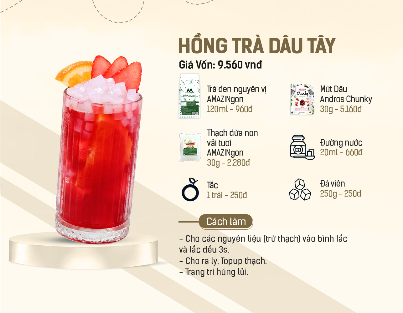 tính cost menu đồ uống