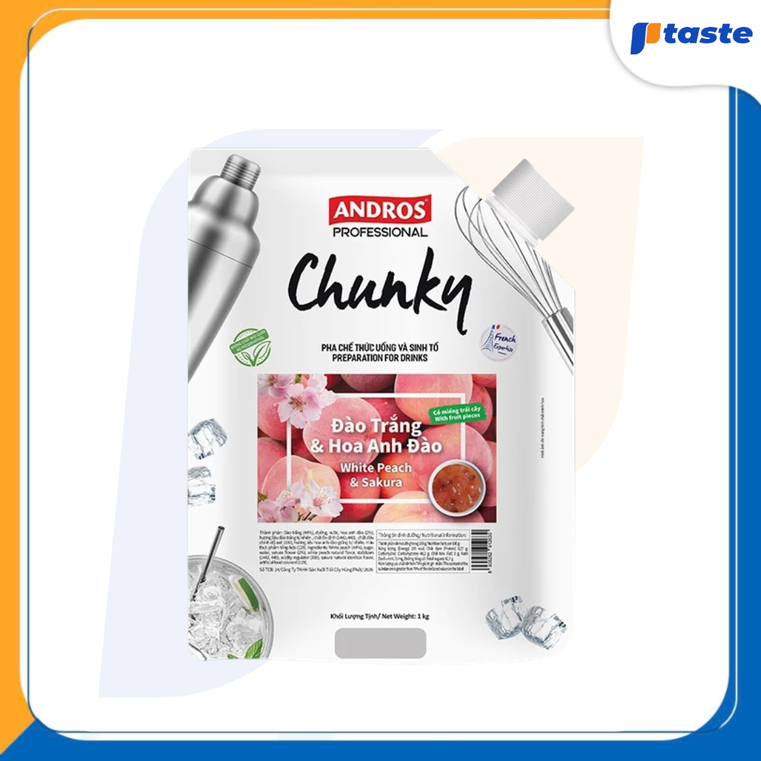 MỨT CHUNKY ĐÀO TRẮNG VÀ HOA ANH ĐÀO 1KG